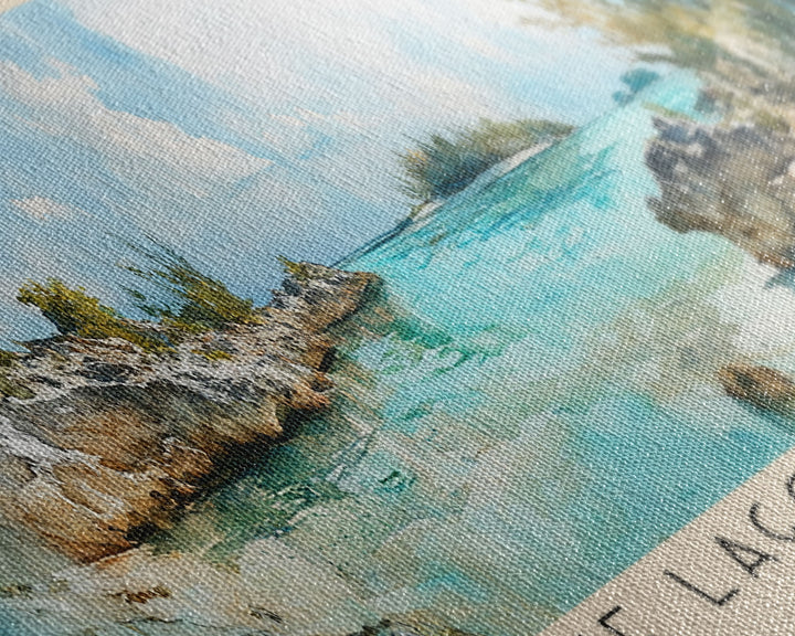 Blue Lagoon Island, Bahamas Watercolor Print, Vacation Gift, Bahamas Wall Art, Beach Painting, Beach Decor, Large Wall Art, Wood Frame Art