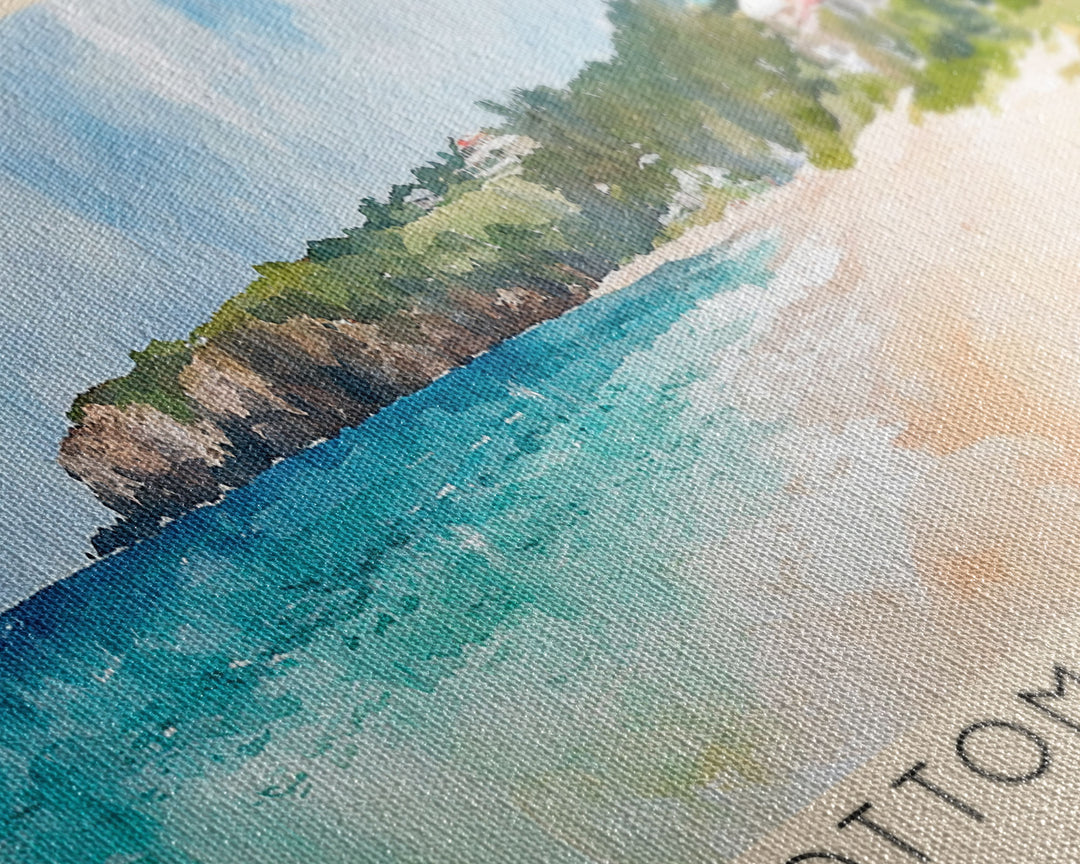 Bottom Bay Beach, Barbados Watercolor Print, Vacation Gift, Barbados Wall Art, Beach Painting, Beach Decor, Beach Or Lakehouse Art