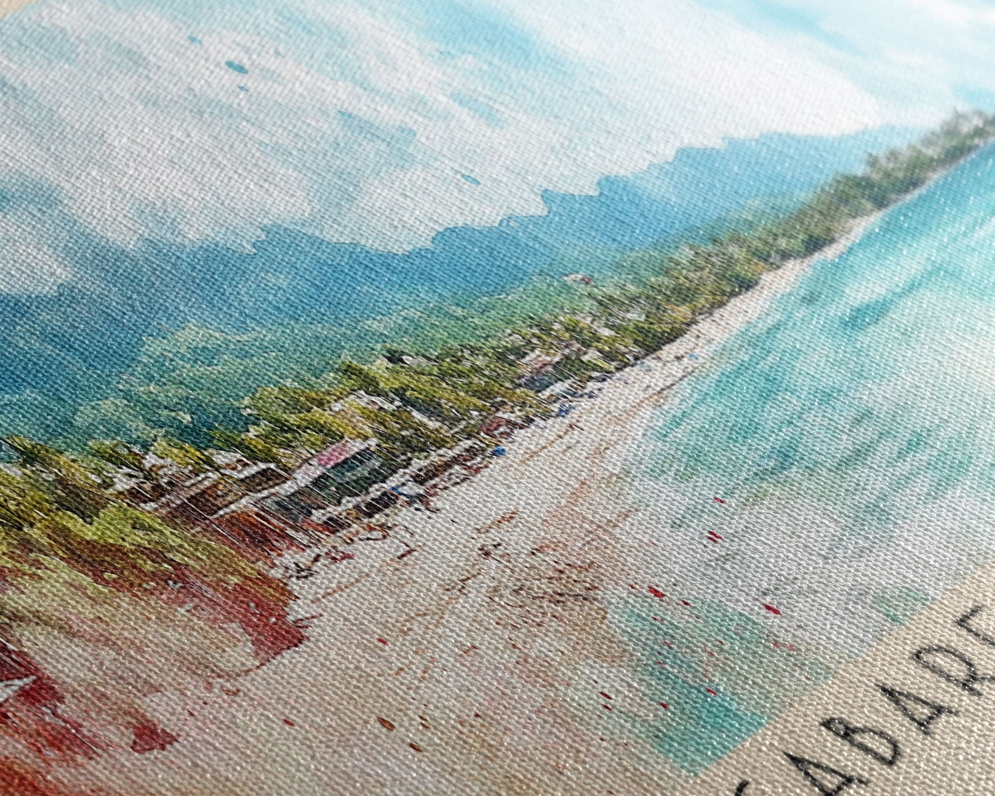 Cabarete Beach, Dominican Republic Watercolor Print, Vacation Gift, Dominican Republic Wall Art, Beach Painting, Beach Decor, Large Wall Art, Wood Frame Art