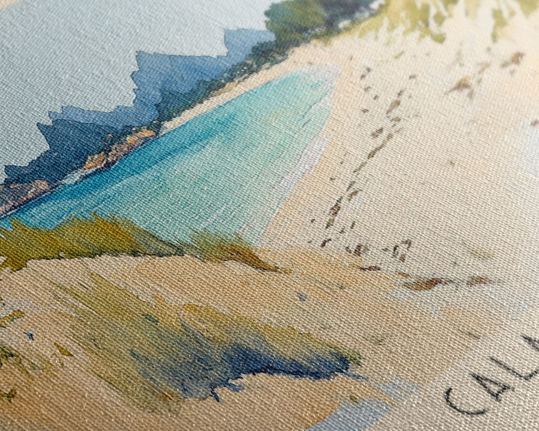 Cala Saura, Spain Watercolor Print, Vacation Gift, Spain Wall Art, Vacation Wall Art, Vacatation Memories, Beach Decor, Beach Or Lakehouse Art