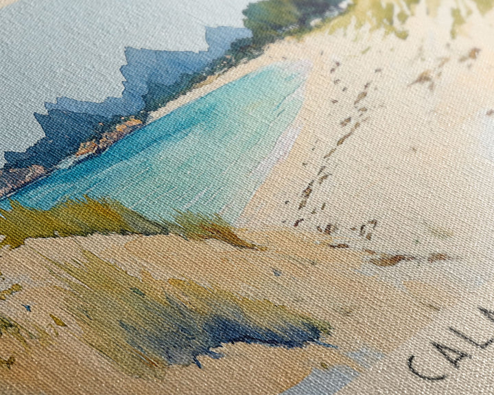Cala Saura, Spain Watercolor Print, Vacation Gift, Spain Wall Art, Vacation Wall Art, Vacatation Memories, Beach Decor, Beach Or Lakehouse Art