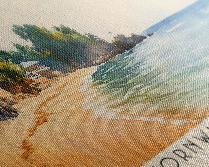 Cornwall Beach, Jamaica Watercolor Beach Print, Vacation Gift, Jamaica Wall Art, Framed Canvas Print, Framed Beach Painting