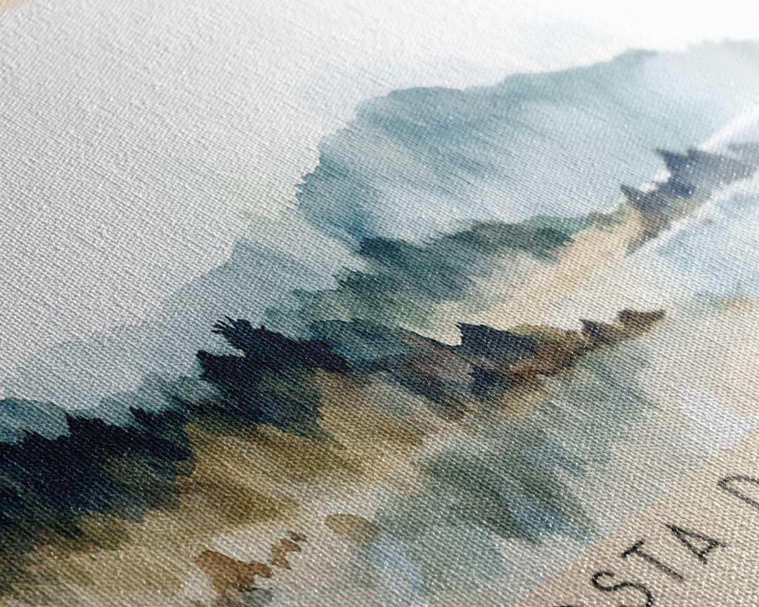 Costa da Caparica, Portugal Watercolor Beach Print, Vacation Gift, Portugal Wall Art, Beach Painting, Beach Decor, Beach Painting