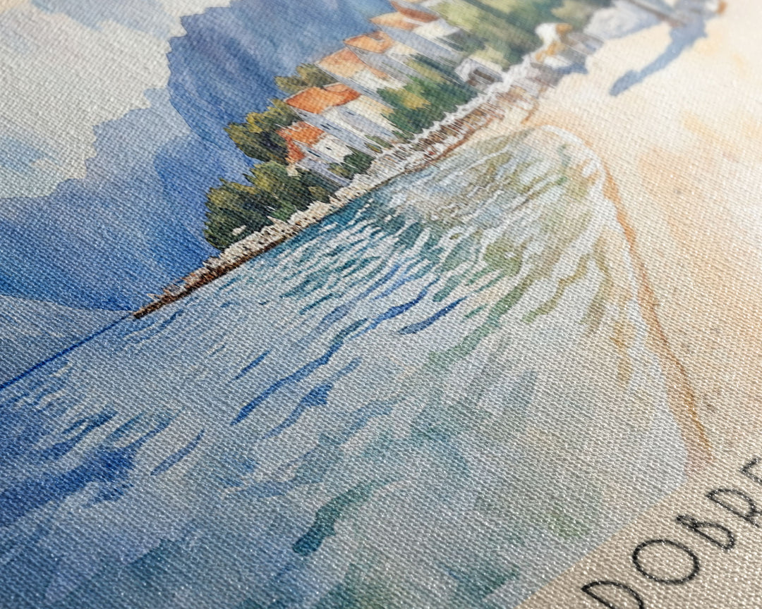 Dobrec Beach, Montenegro Watercolor Beach Print, Vacation Gift, Montenegro Wall Art, Beach Painting, Beach Decor, Beach Painting