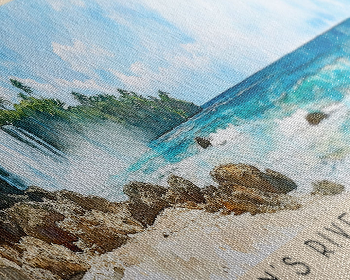 Dunn’s River Falls Beach, Jamaica Watercolor Print, Vacation Gift, Jamaica Wall Art, Beach Painting, Beach Decor, Large Wall Art, Wood Frame Art