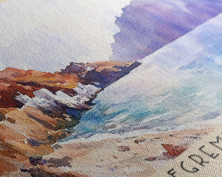 Egremni Beach, Greece Watercolor Print, Vacation Gift, Greece Wall Art, Vacation Wall Art, Vacatation Memories, Beach Decor, Beach Or Lakehouse Art