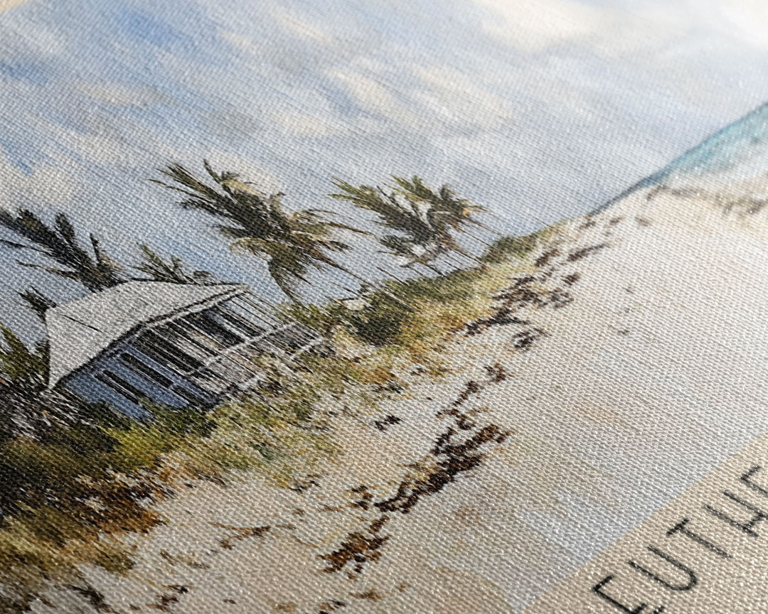 Eleuthera Island, Bahamas Watercolor Print, Vacation Gift, Bahamas Wall Art, Beach Painting, Beach Decor, Large Wall Art, Wood Frame Art