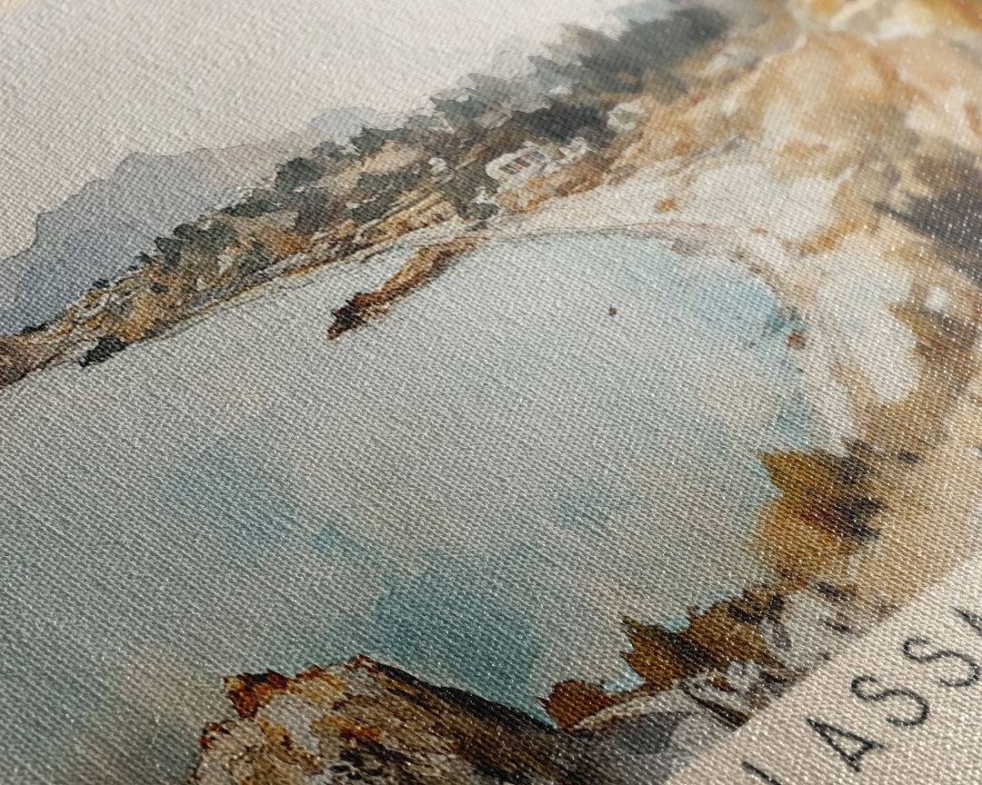 Falassarna Beach, Greece Watercolor Print, Vacation Gift, Greece Wall Art, Beach Painting, Beach Decor, Large Wall Art, Wood Frame Art