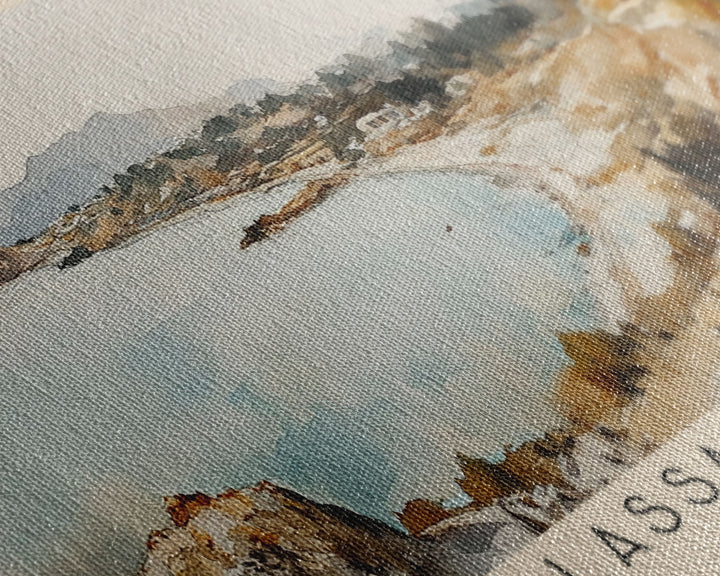 Falassarna Beach, Greece Watercolor Print, Vacation Gift, Greece Wall Art, Beach Painting, Beach Decor, Large Wall Art, Wood Frame Art