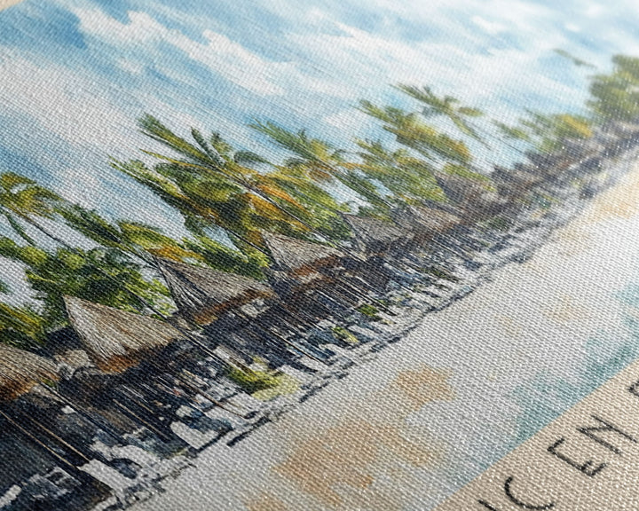 Flic en Flac Beach, Mauritius Watercolor Beach Print, Vacation Gift, Mauritius Wall Art, Beach Painting, Beach Decor, Beach Painting