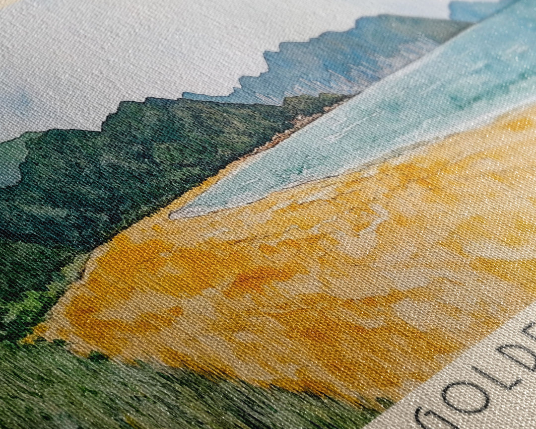 Golden Beach, Hong Kong Watercolor Print, Vacation Gift, Hong Kong Wall Art, Beach Painting, Beach Decor, Large Wall Art, Wood Frame Art