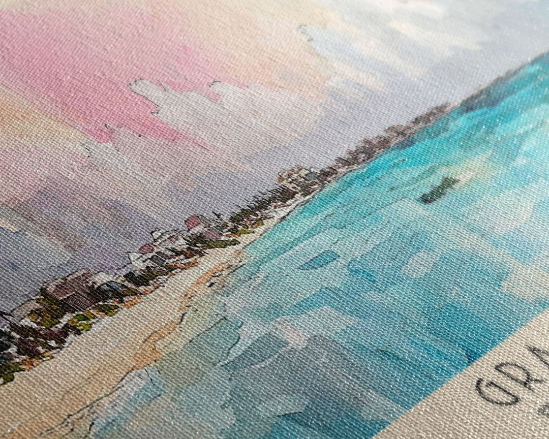 Grace Bay, Turks and Caicos Islands Watercolor Print, Vacation Gift, Turks and Caicos Islands Wall Art, Vacation Wall Art, Vacatation Memories, Beach Decor, Beach Or Lakehouse Art