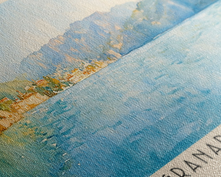 Granada Island, Granada Watercolor Print, Vacation Gift, Granada Wall Art, Beach Painting, Beach Decor, Large Wall Art, Wood Frame Art