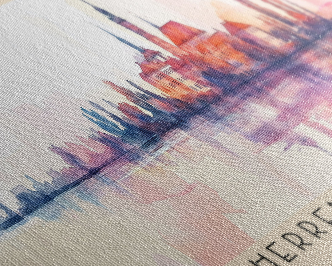 Herren Island, Germany Watercolor Print, Vacation Gift, Germany Wall Art, Beach Painting, Beach Decor, Large Wall Art, Wood Frame Art