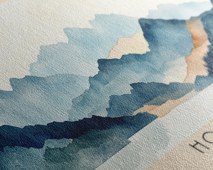 Honshu, Japan Watercolor Print, Vacation Gift, Japan Wall Art, Beach Painting, Beach Decor, Large Wall Art, Wood Frame Art