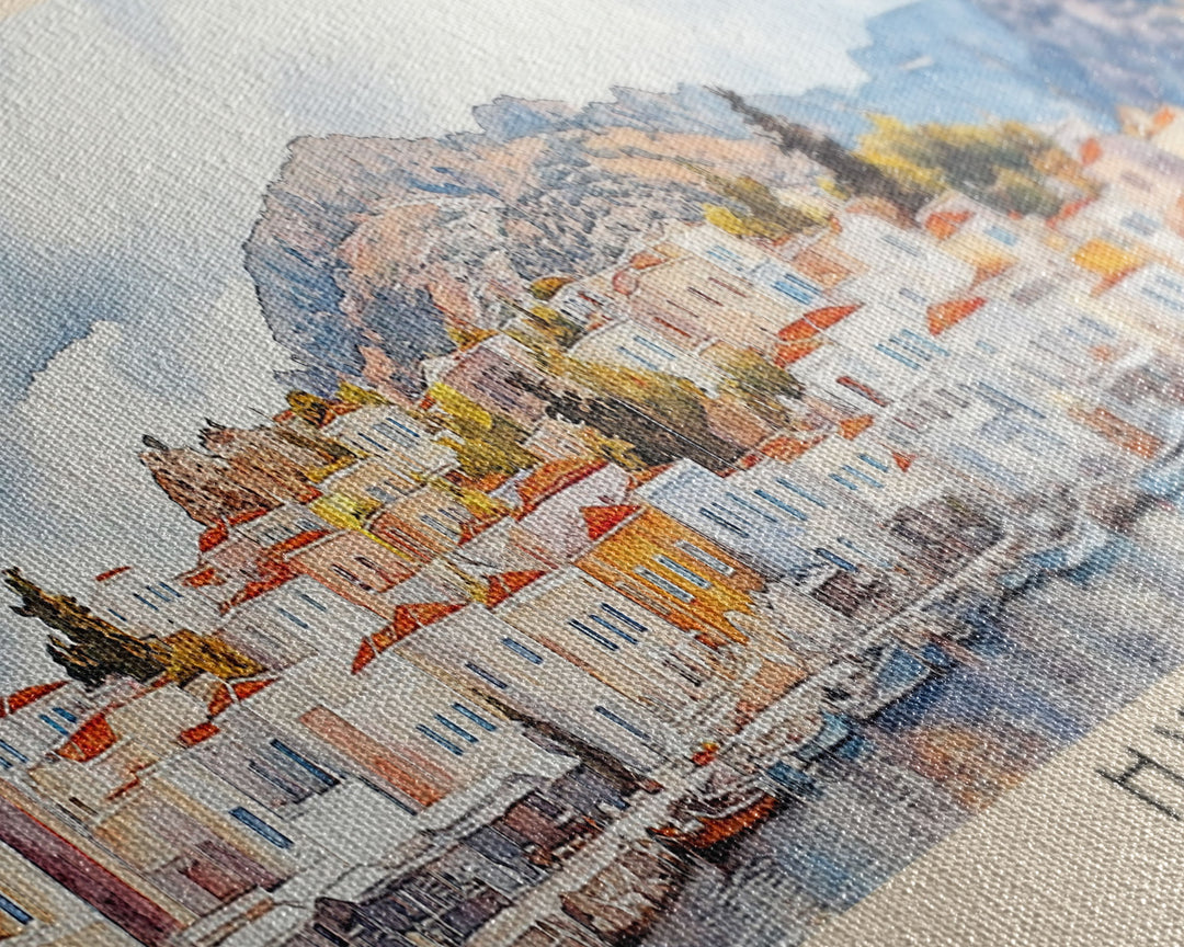 Hydra, Greece Watercolor Print, Vacation Gift, Greece Wall Art, Vacation Wall Art, Vacatation Memories, Beach Decor, Beach Or Lakehouse Art