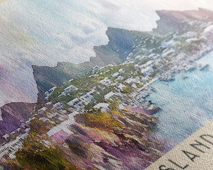 Island Harbour, Anguila Watercolor Print, Vacation Gift, Anguila Wall Art, Beach Painting, Beach Decor, Large Wall Art, Wood Frame Art