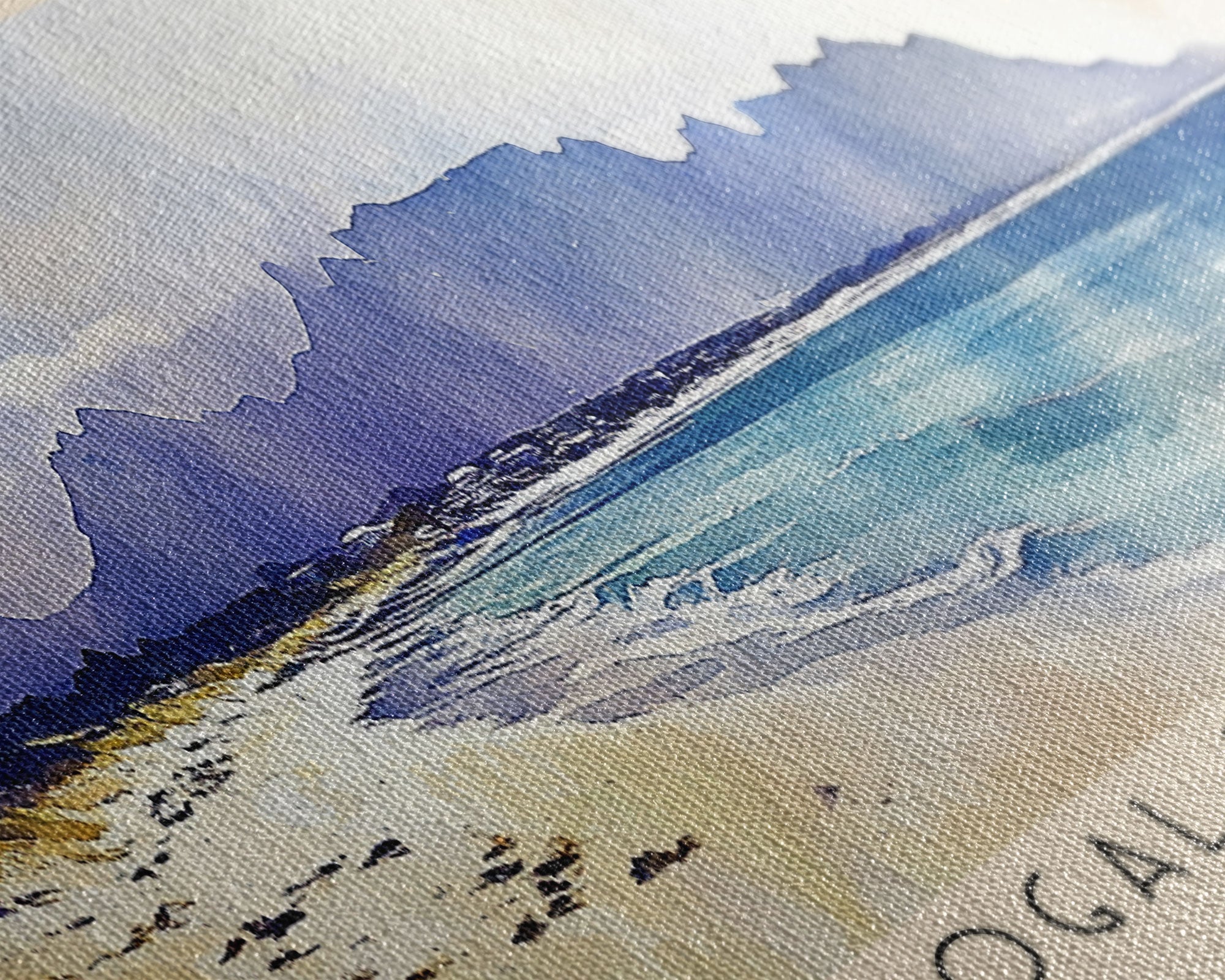 Kogal Bay Beach, South Africa Watercolor Print, Vacation Gift, South Africa Wall Art, Beach Painting, Beach Decor, Large Wall Art, Wood Frame Art