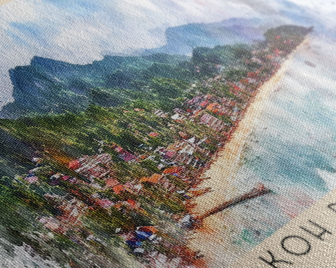 Koh Phangan, Thailand Watercolor Print, Vacation Gift, Thailand Wall Art, Beach Painting, Beach Decor, Beach Or Lakehouse Art