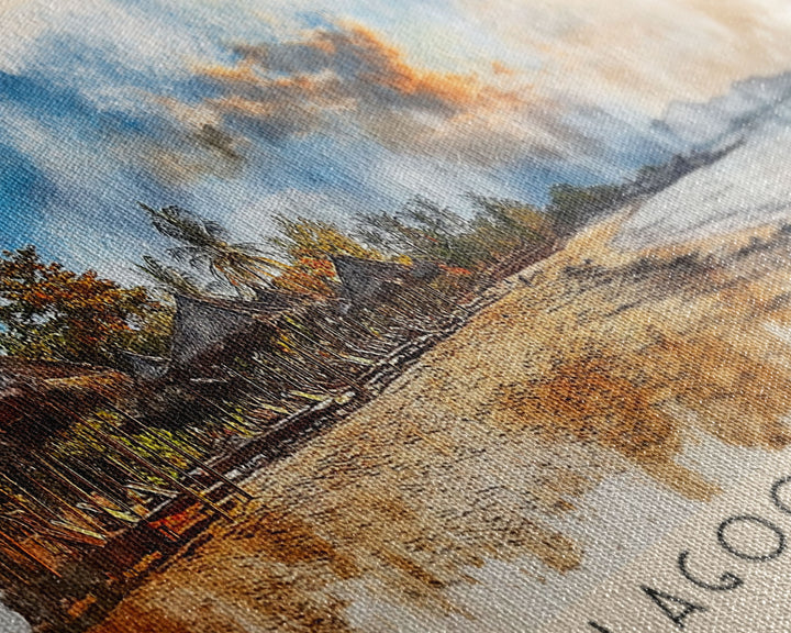 Lagoon Beach, Cambodia Watercolor Print, Vacation Gift, Cambodia Wall Art, Beach Painting, Beach Decor, Large Wall Art, Wood Frame Art