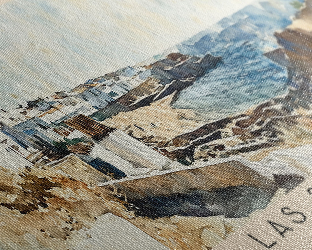 Las Salinas, Spain Watercolor Print, Vacation Gift, Spain Wall Art, Beach Painting, Beach Decor, Large Wall Art, Wood Frame Art