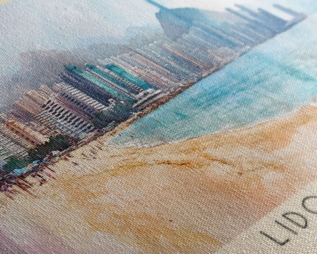 Lido Beach, Hong Kong Watercolor Print, Vacation Gift, Hong Kong Wall Art, Beach Painting, Beach Decor, Large Wall Art, Wood Frame Art