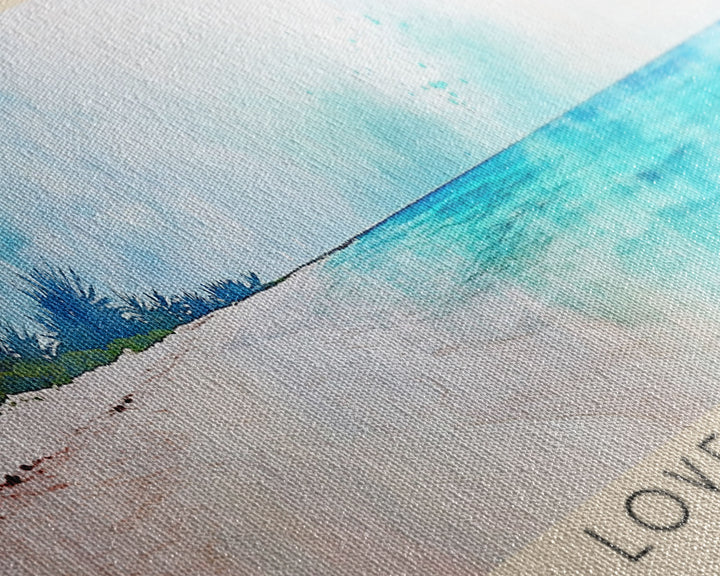 Love Beach, Bahamas Watercolor Print, Vacation Gift, Bahamas Wall Art, Vacation Wall Art, Vacatation Memories, Beach Decor, Beach Or Lakehouse Art