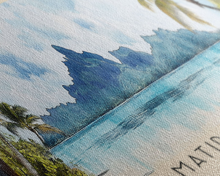 Matira Beach, Bora Bora, Tahiti Watercolor Beach Print, Vacation Gift, Bora Bora, Tahiti Wall Art, Beach Painting, Beach Decor, Beach Painting