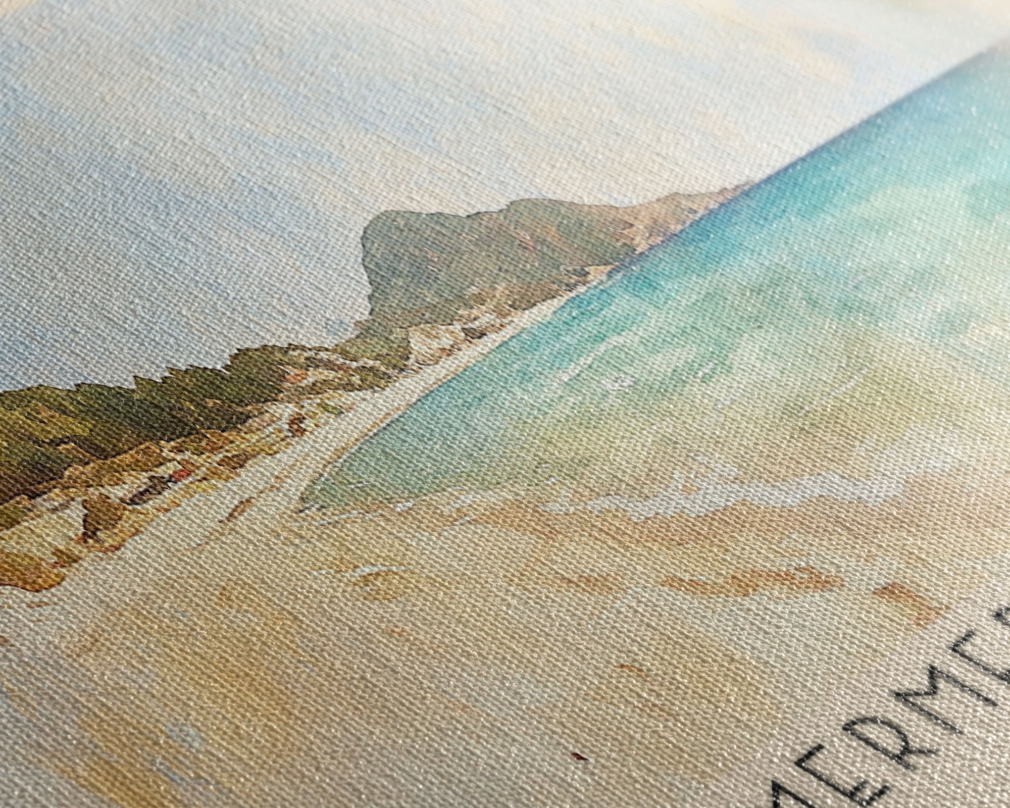 Mermerli Beach, Turkey Watercolor Print, Vacation Gift, Turkey Wall Art, Beach Painting, Beach Decor, Beach Or Lakehouse Art