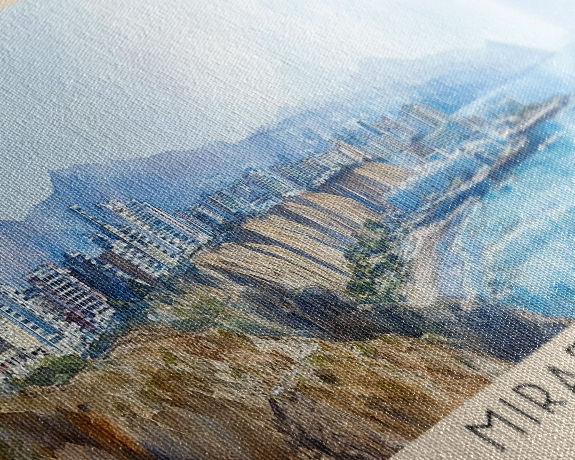 Miraflores, Peru Watercolor Print, Vacation Gift, Peru Wall Art, Beach Painting, Beach Decor, Large Wall Art, Wood Frame Art