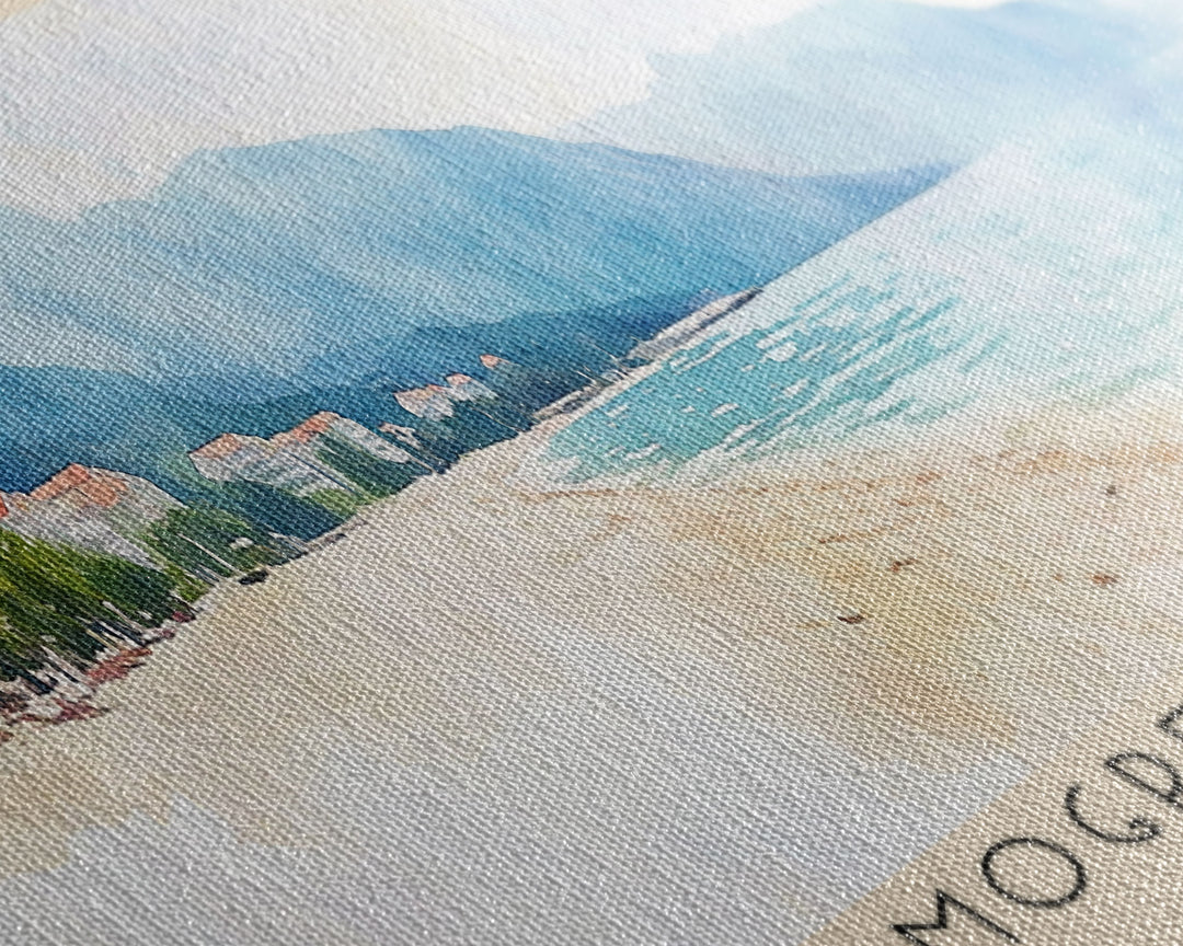 Mogren Beach, Montenegro Watercolor Beach Print, Vacation Gift, Montenegro Wall Art, Beach Painting, Beach Decor, Beach Painting