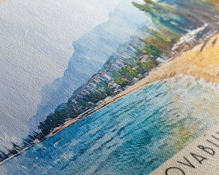 Ovabükü Beach, Turkey Watercolor Beach Print, Vacation Gift, Turkey Wall Art, Beach Painting, Beach Decor, Beach Painting