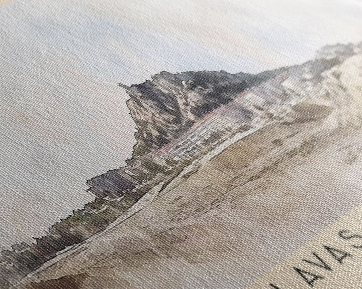 Palavas-les-Flots, France Watercolor Beach Print, Vacation Gift, France Wall Art, Framed Canvas Print, Framed Beach Painting