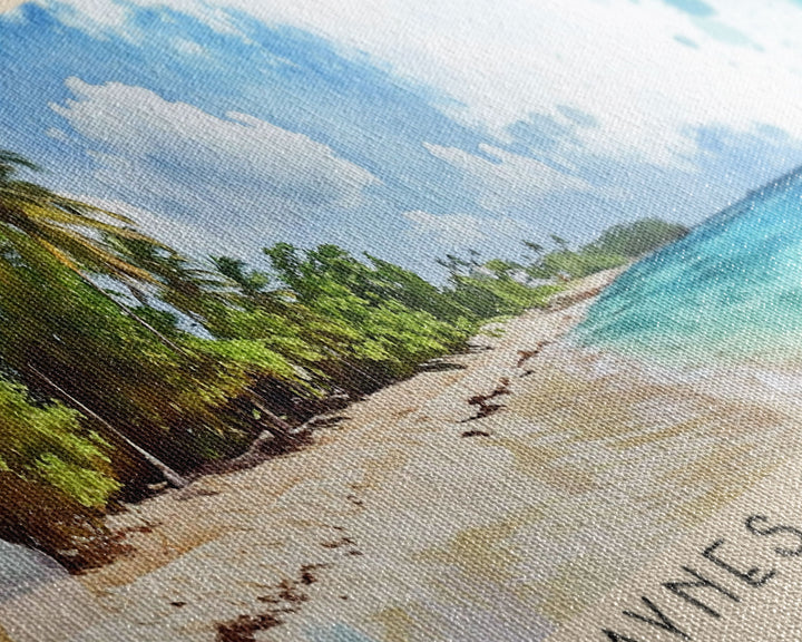Paynes Bay Beach, Barbados Watercolor Print, Vacation Gift, Barbados Wall Art, Beach Painting, Beach Decor, Large Wall Art, Wood Frame Art