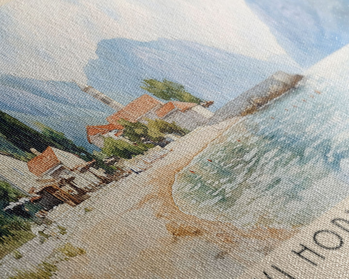 Plavi Horizonti Beach, Montenegro Watercolor Print, Vacation Gift, Montenegro Wall Art, Vacation Wall Art, Vacatation Memories, Beach Decor, Beach Or Lakehouse Art