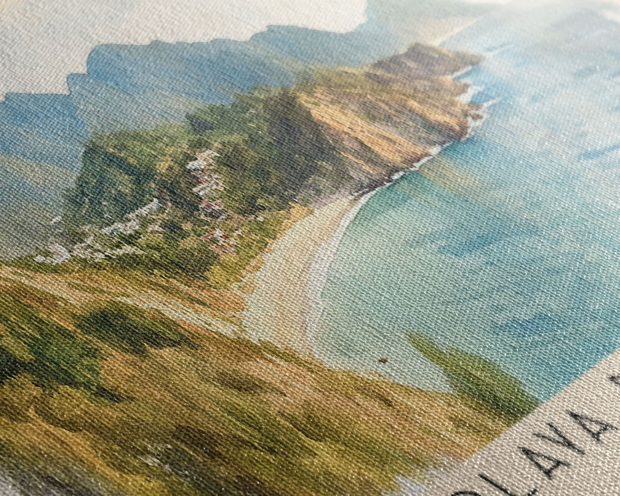 Playa Balandra, Mexico Watercolor Print, Vacation Gift, Mexico Wall Art, Beach Painting, Beach Decor, Large Wall Art, Wood Frame Art