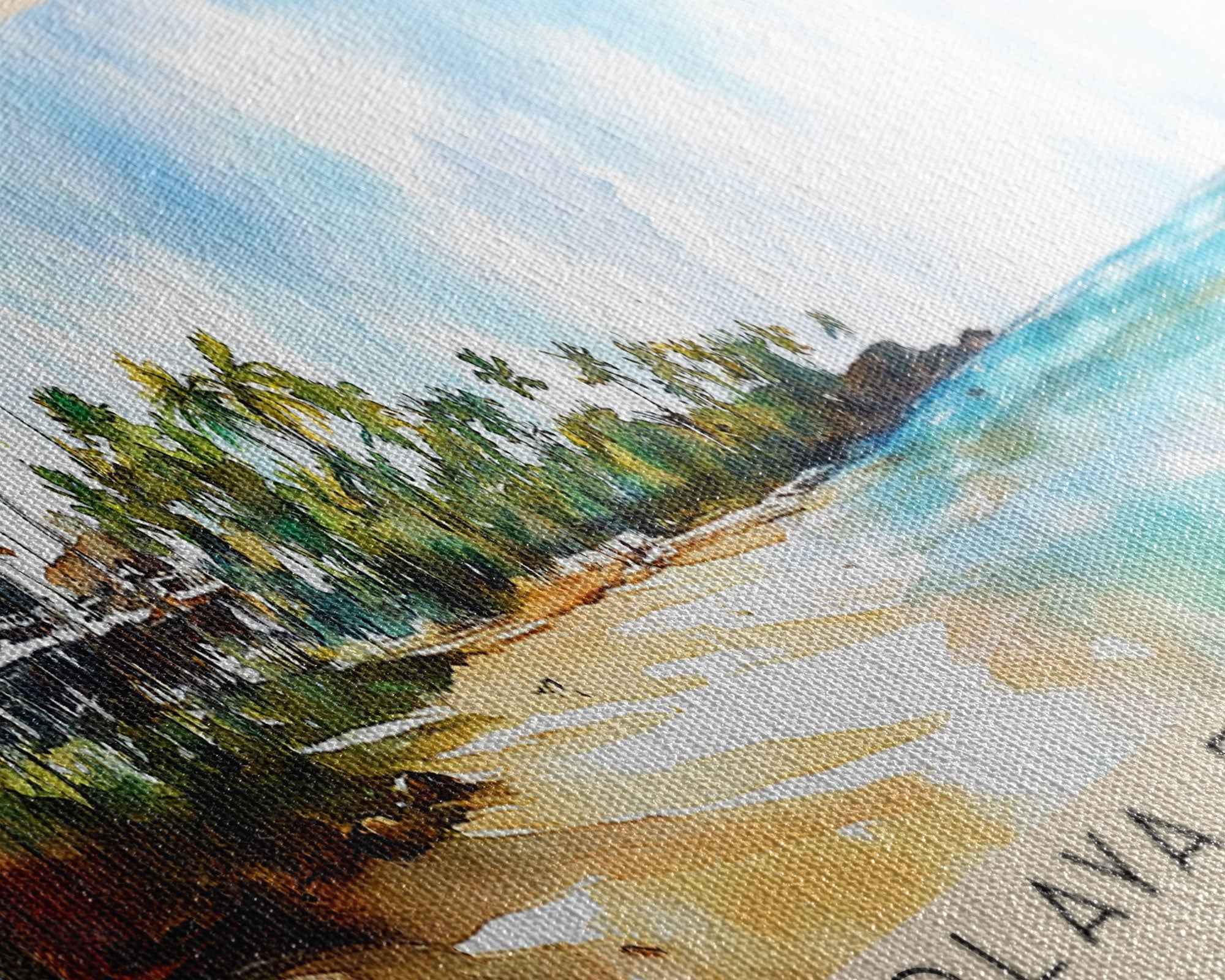 Playa Fronton, Dominican Republic Watercolor Print, Vacation Gift, Dominican Republic Wall Art, Beach Painting, Beach Decor, Large Wall Art, Wood Frame Art