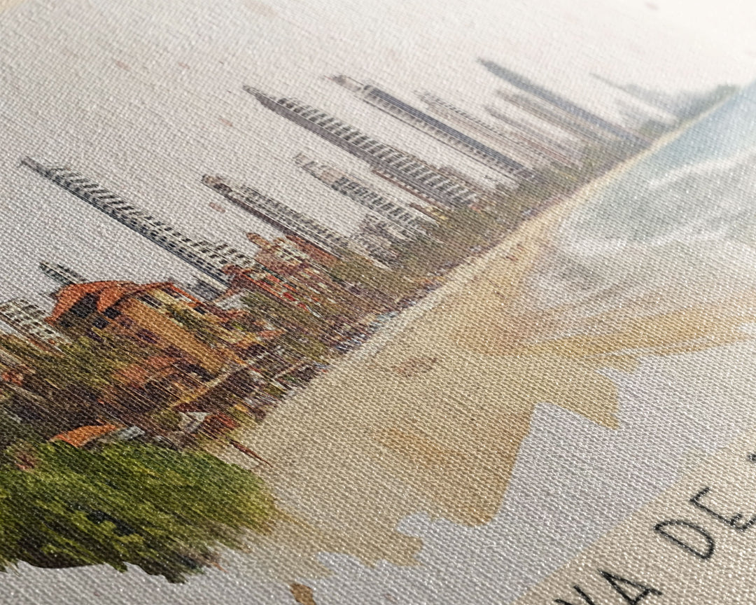 Playa de Bocagrande, Colombia Watercolor Print, Vacation Gift, Colombia Wall Art, Beach Painting, Beach Decor, Beach Or Lakehouse Art