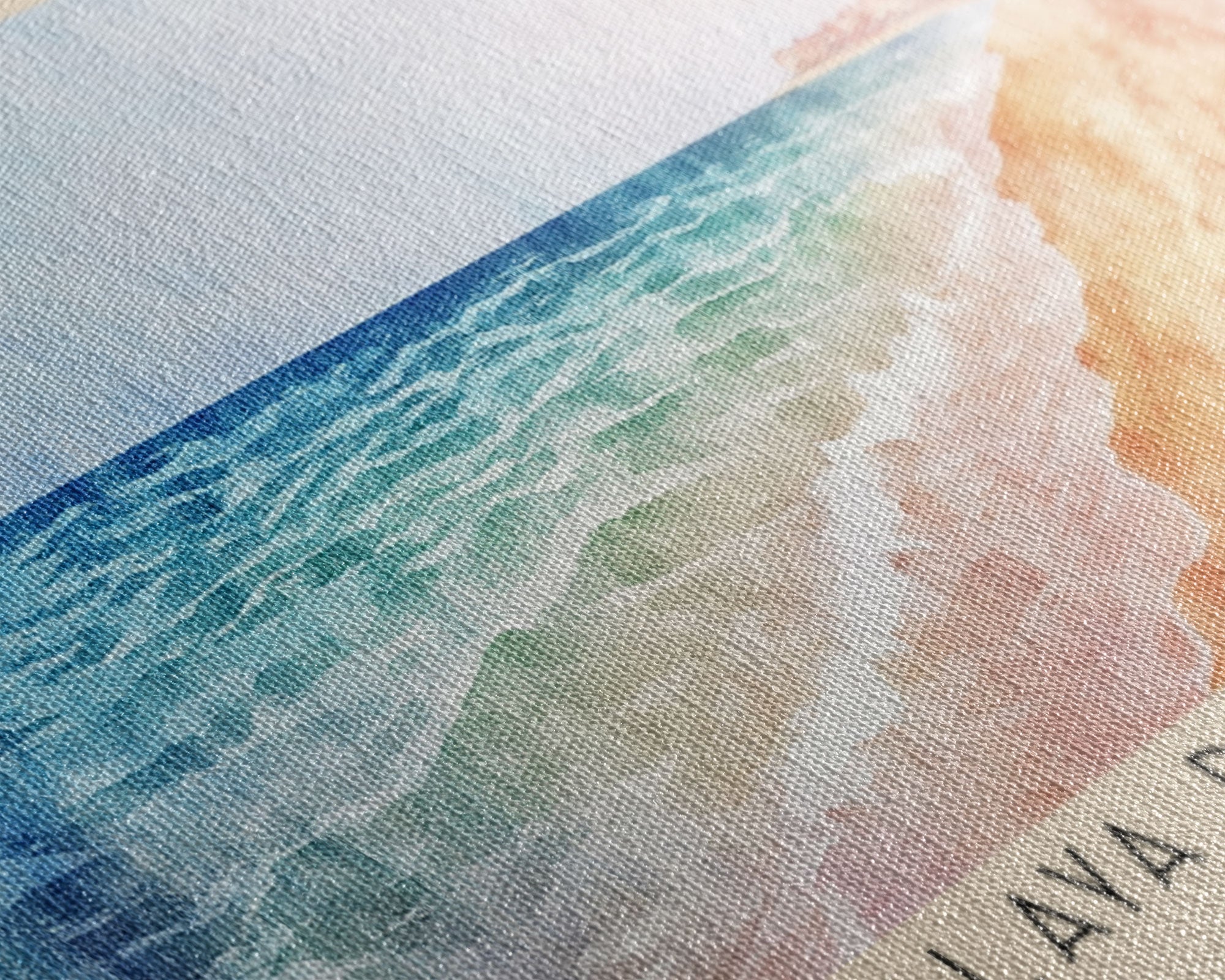 Playa de Gandía, Spain Watercolor Beach Print, Vacation Gift, Spain Wall Art, Framed Canvas Print, Framed Beach Painting