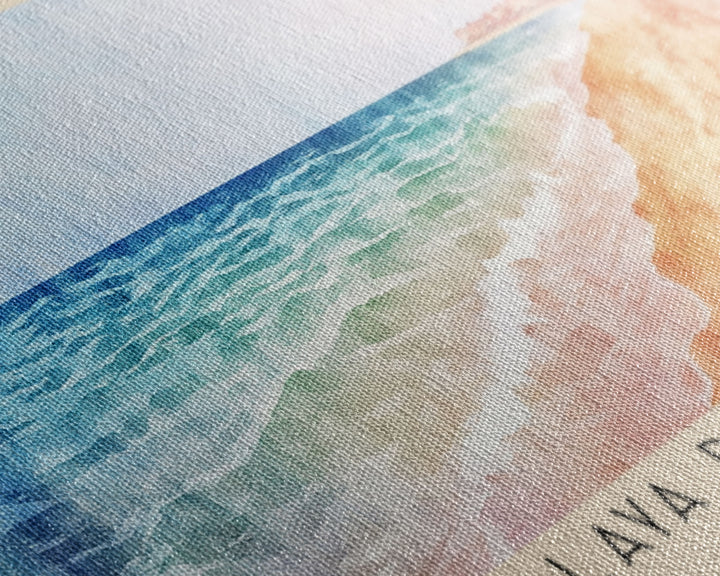 Playa de Gandía, Spain Watercolor Beach Print, Vacation Gift, Spain Wall Art, Framed Canvas Print, Framed Beach Painting