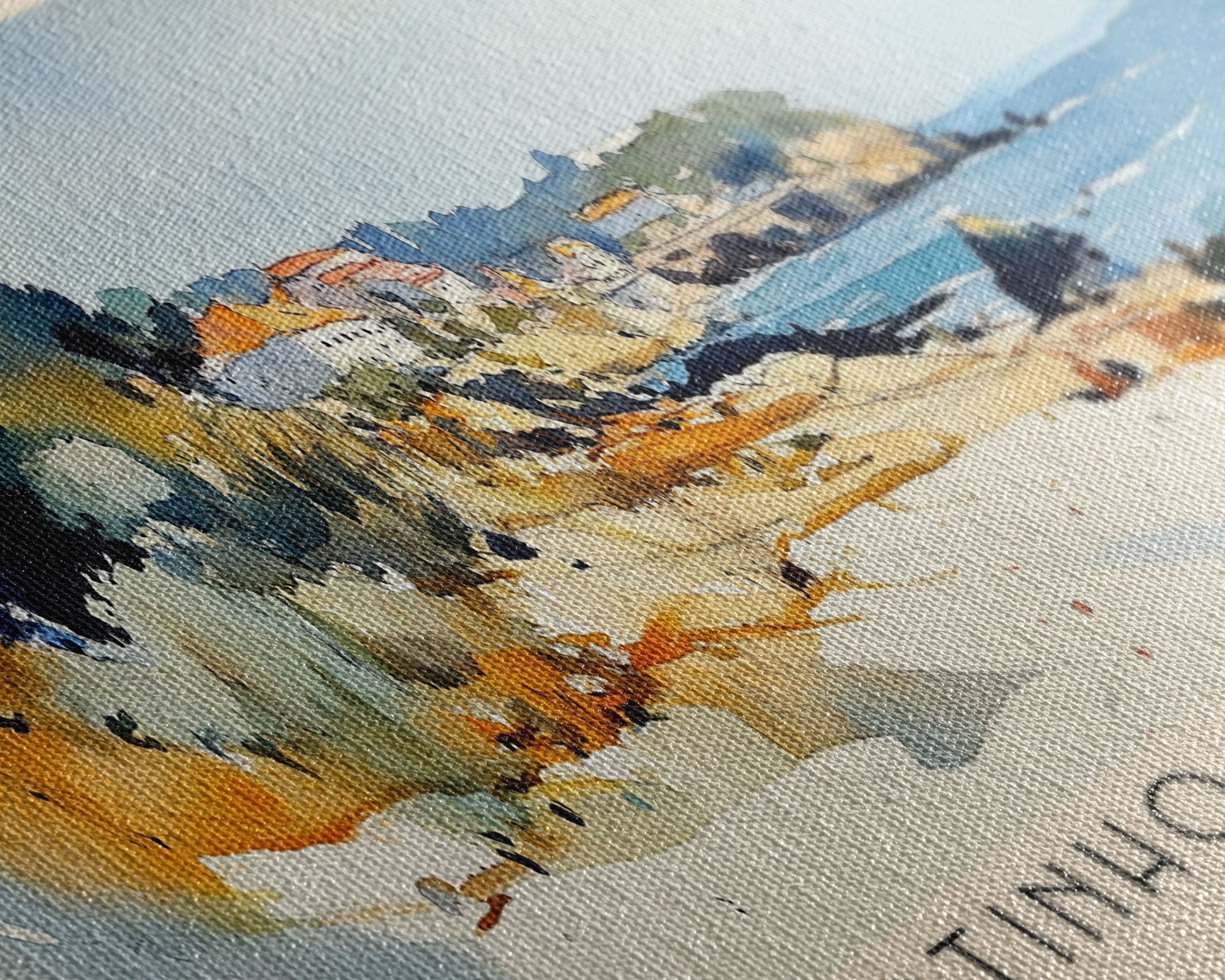 Portinho da Arrabida, Portugal Watercolor Print, Vacation Gift, Portugal Wall Art, Beach Painting, Beach Decor, Large Wall Art, Wood Frame Art