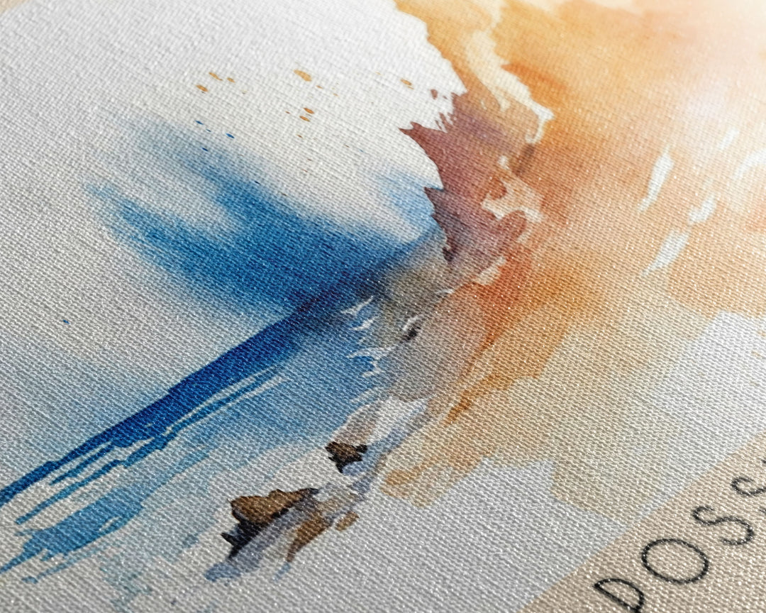 Possidi Cape, Greece Watercolor Beach Print, Vacation Gift, Greece Wall Art, Framed Canvas Print, Framed Beach Painting