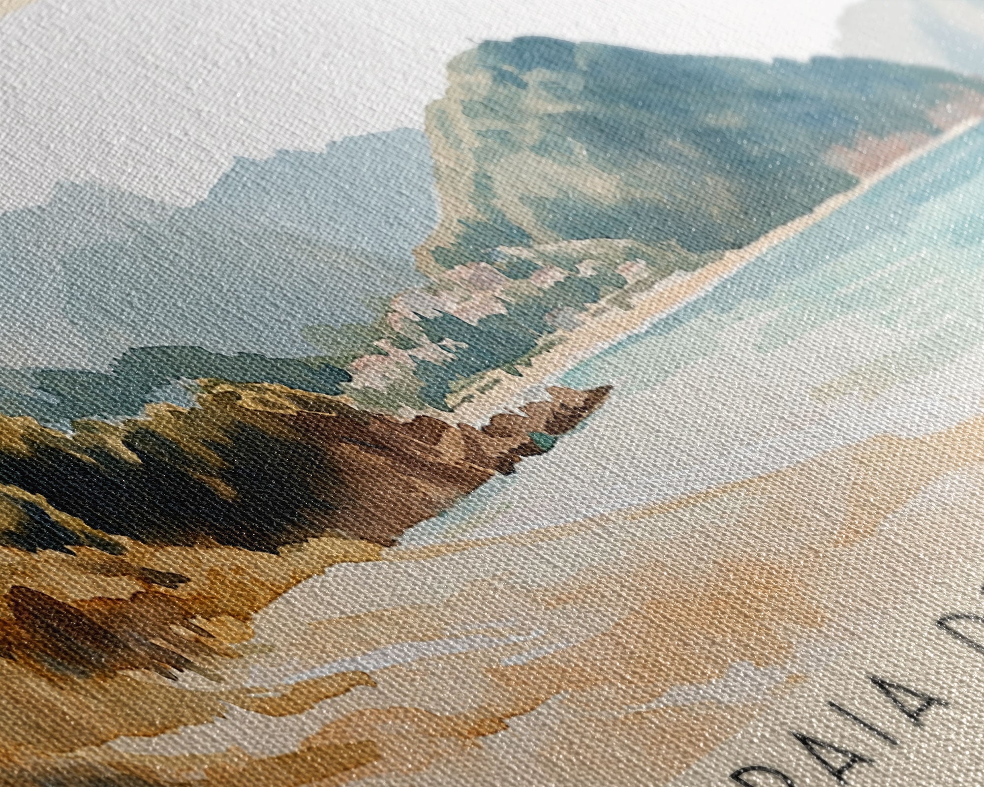 Praia de Lumebó, Spain Watercolor Print, Vacation Gift, Spain Wall Art, Beach Painting, Beach Decor, Beach Or Lakehouse Art