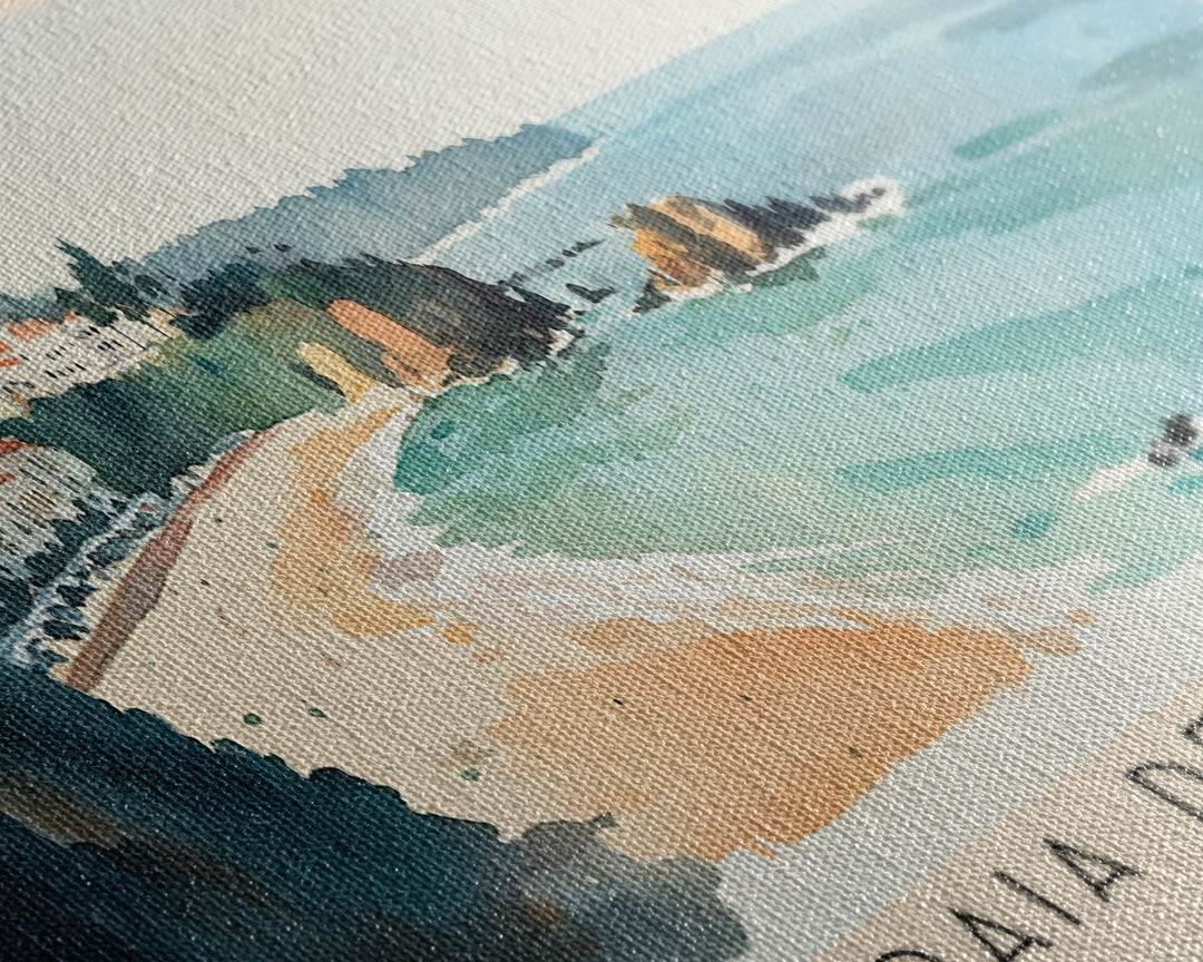 Praia de Moledo, Portugal Watercolor Beach Print, Vacation Gift, Portugal Wall Art, Beach Painting, Beach Decor, Beach Painting