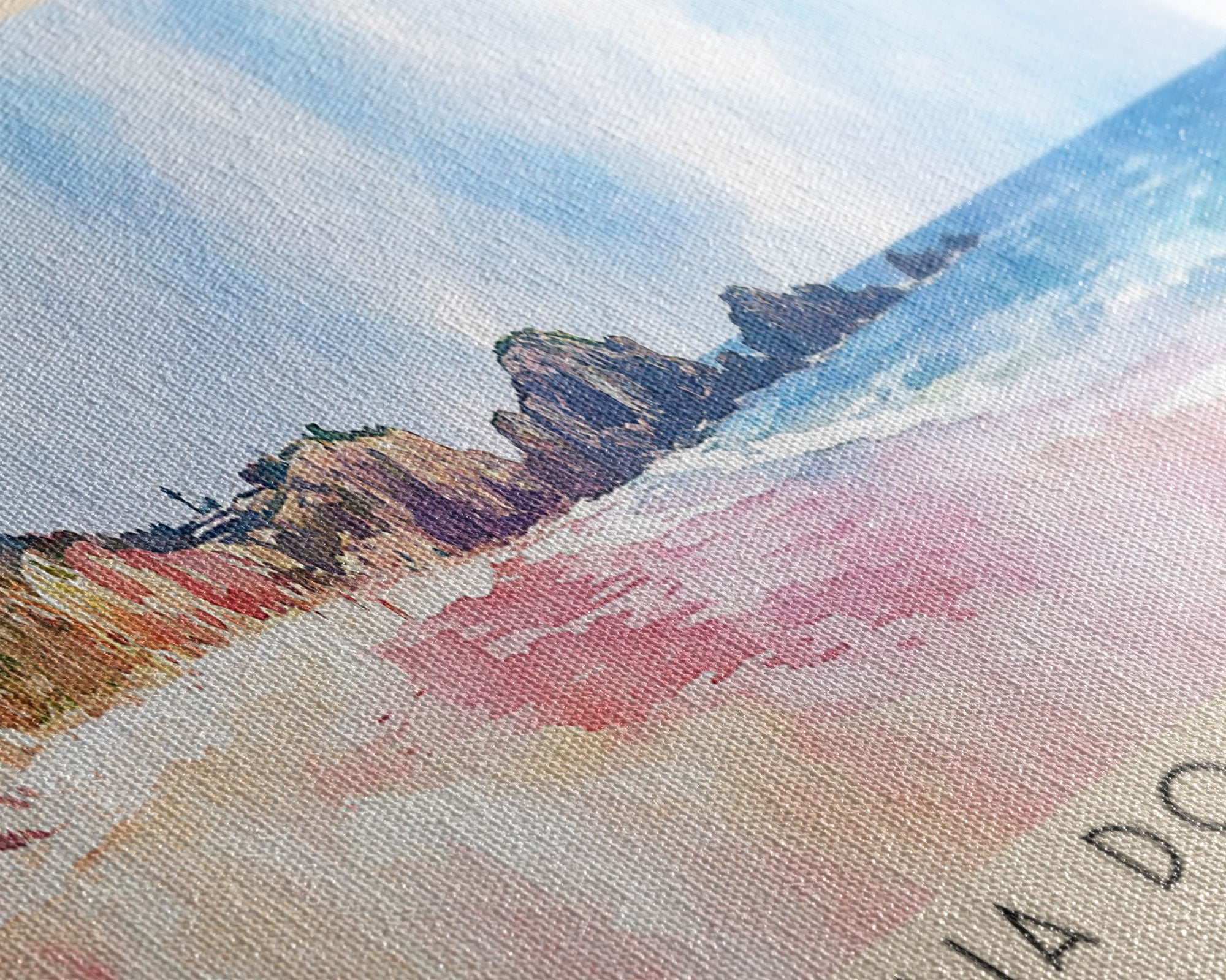 Praia do Carvalhal, Portugal Watercolor Print, Vacation Gift, Portugal Wall Art, Beach Painting, Beach Decor, Large Wall Art, Wood Frame Art