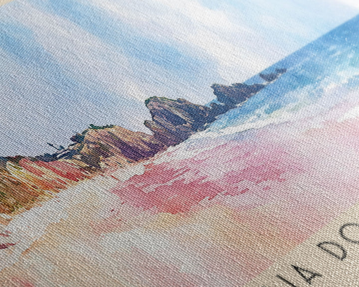 Praia do Carvalhal, Portugal Watercolor Print, Vacation Gift, Portugal Wall Art, Beach Painting, Beach Decor, Large Wall Art, Wood Frame Art
