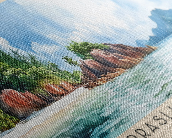 Praslin Island, Anse Lazio Watercolor Print, Vacation Gift, Anse Lazio Wall Art, Beach Painting, Beach Decor, Beach Or Lakehouse Art