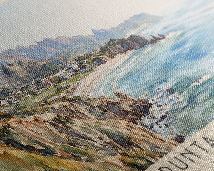 Punta Choros, Chile Watercolor Print, Vacation Gift, Chile Wall Art, Beach Painting, Beach Decor, Large Wall Art, Wood Frame Art