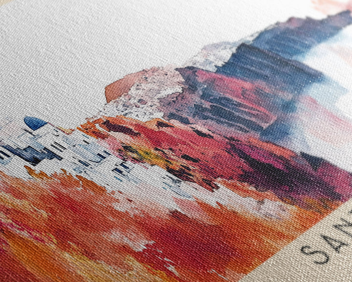 Santorini, Greece Watercolor Beach Print, Vacation Gift, Greece Wall Art, Beach Painting, Beach Decor, Beach Painting