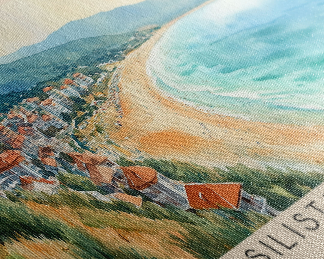 Silistar Beach, Bulgaria Watercolor Beach Print, Vacation Gift, Bulgaria Wall Art, Framed Canvas Print, Framed Beach Painting